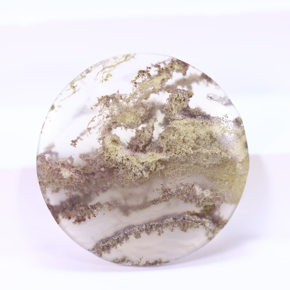 39.25Ct Moss Agate Cabochon - Polished - 32x32mm Approx , 1187E (1 of 2)