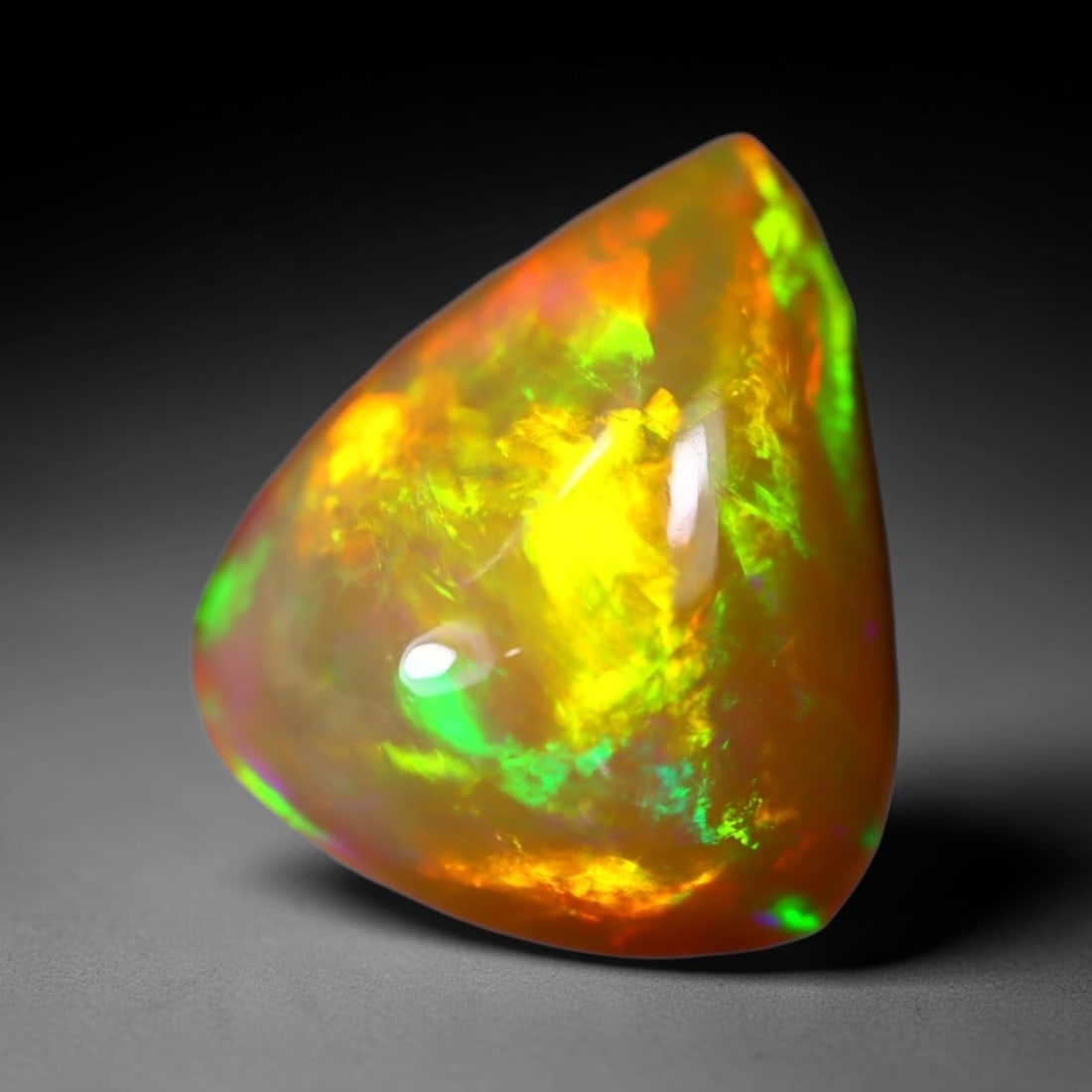 *5.32Ct Welo Opal Polished - Ethiopian Opal - Pear Cabochon, 626B: Ksmith Heritage Auctioneers Subject: Natural Ethiopian Welo Opal Origin: Ethiopia Carat Weight: 5.32Ct Dimension: 14.5 x 12.4 x 6.9 mm Treatment: Natural Untreated Shape: Pear