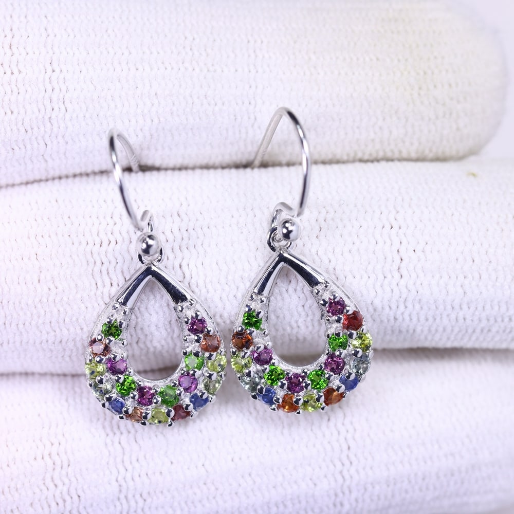 2.86 Multi Stone Earrings - 925 Sterling Silver ,100C: Ksmith Heritage Auctioneers