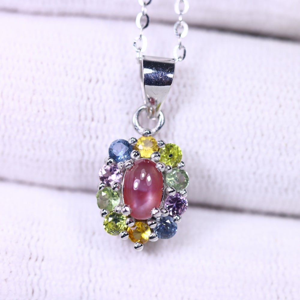 18inches Necklace Star Ruby & Sapphire - 925 Sterling Silver , 997B: Ksmith Heritage Auctioneers Subject: Natural Star Ruby & Sapphire Origin: Thailand Carat Weight: 2.29g Dimension: Gemstone 4x6mm Type: Necklace