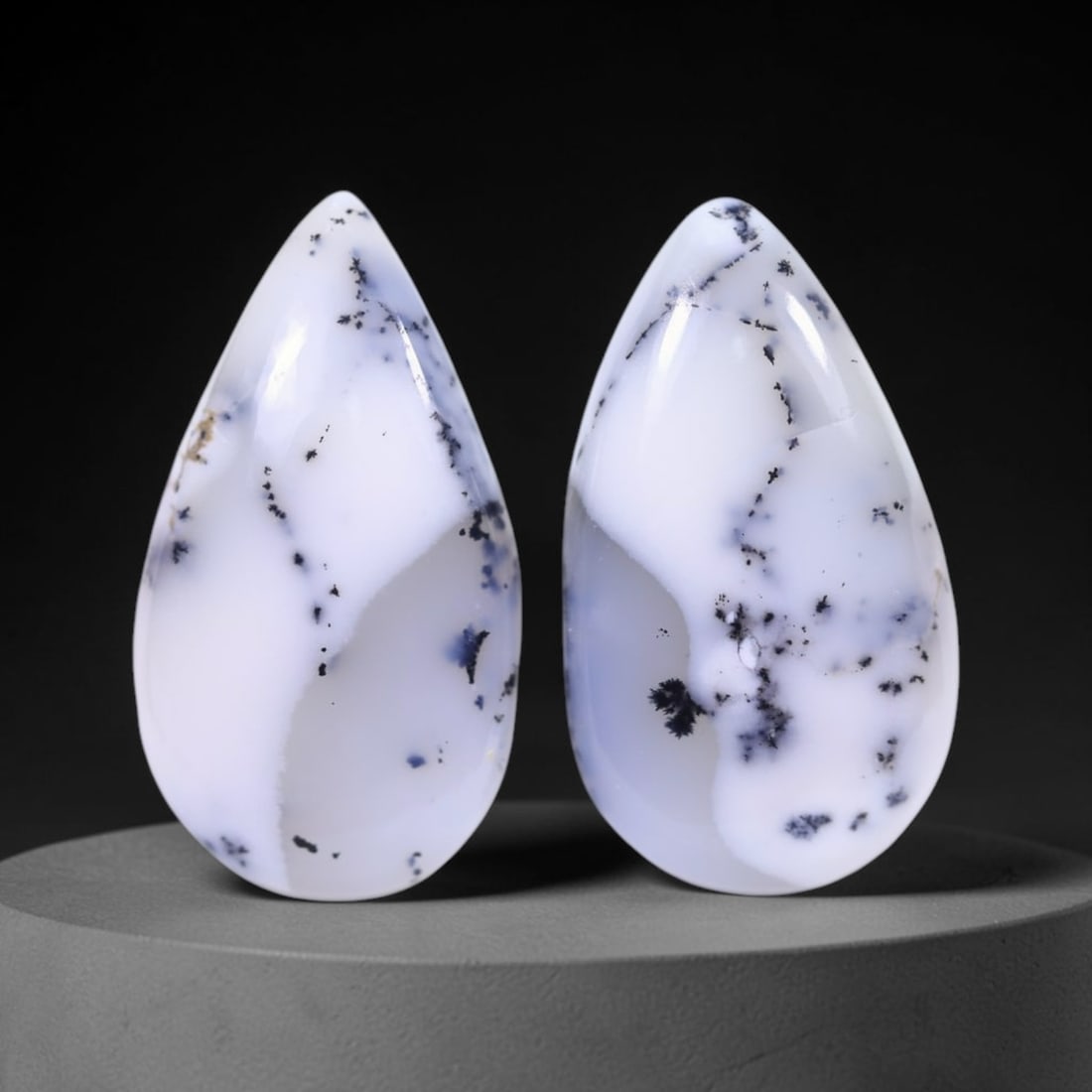 25.02Ct Dendrite Opal Pair - Cabochon Polished , 348B (1 of 2)