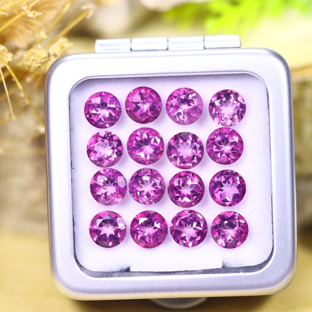 *15.35cts Natural Pink Topaz Set - Polished Faceted , 6mm, 55C: Ksmith Heritage AuctioneersSubject: Natural Topaz (without box) Origin: Myanmar Treatment: Coated