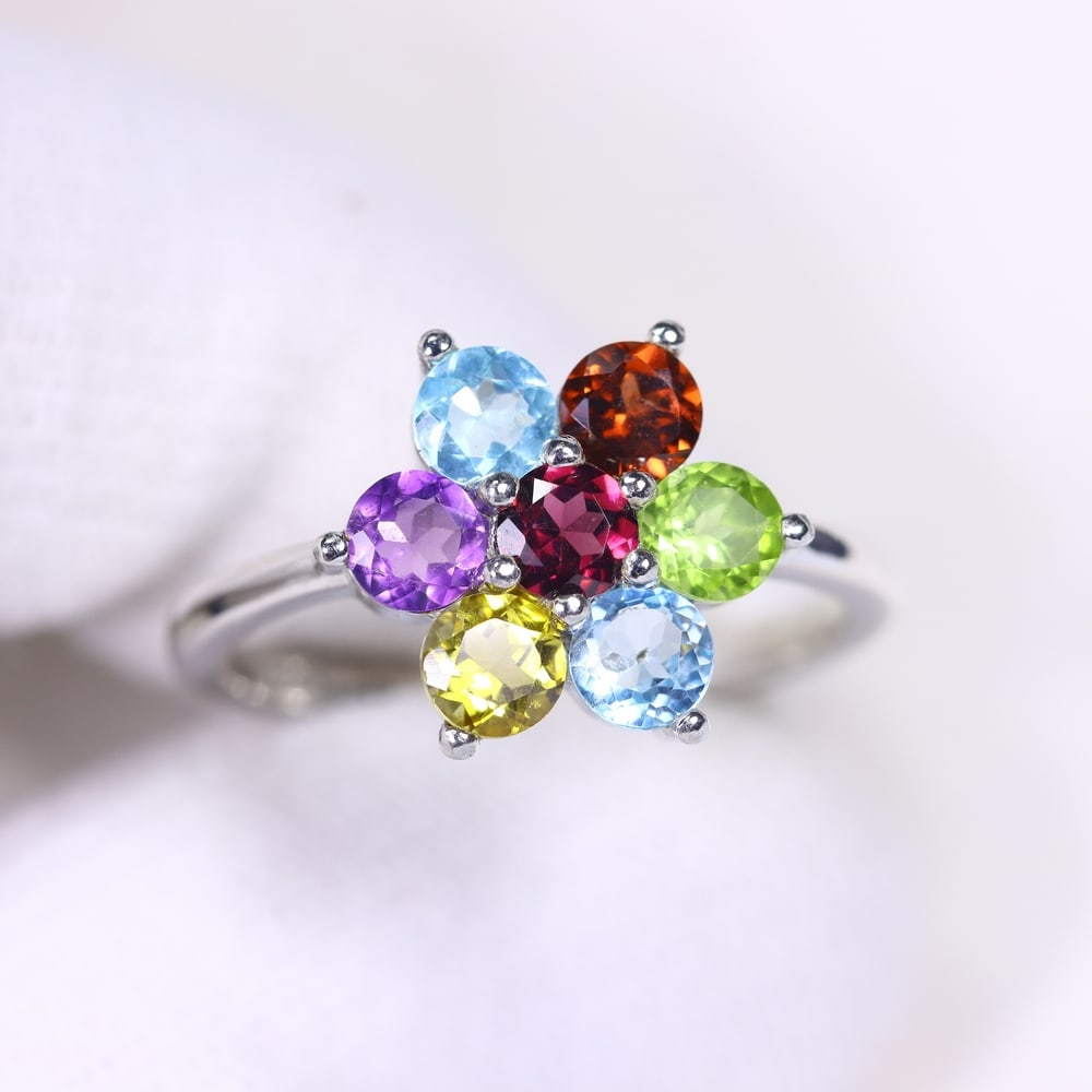 Ring US8 Rhodolite Garnet - 925 Sterling Silver - Plated 14k White Gold , 897E (1 of 5)