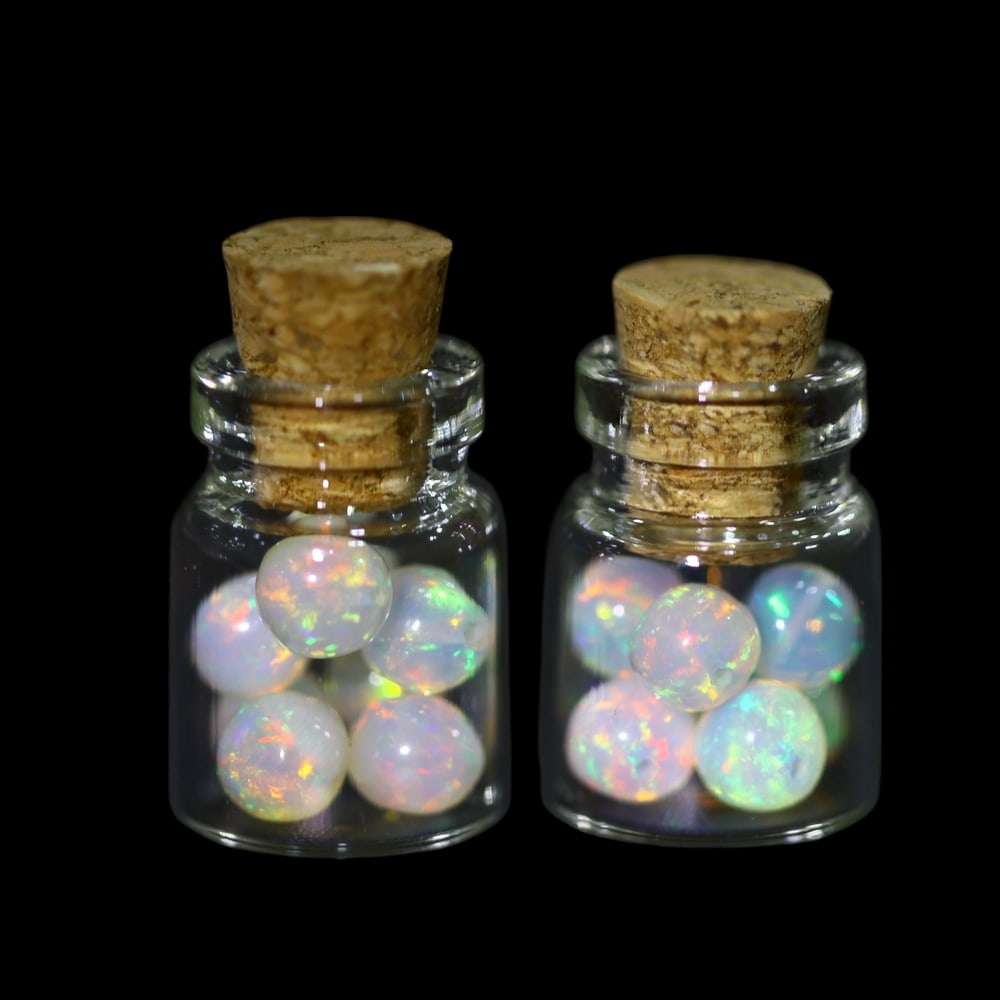 Twin Pack - 4.5mm Ethiopian Opal Ball in Display Jar - Bottle Size 1.5cm , 74C (1 of 2)