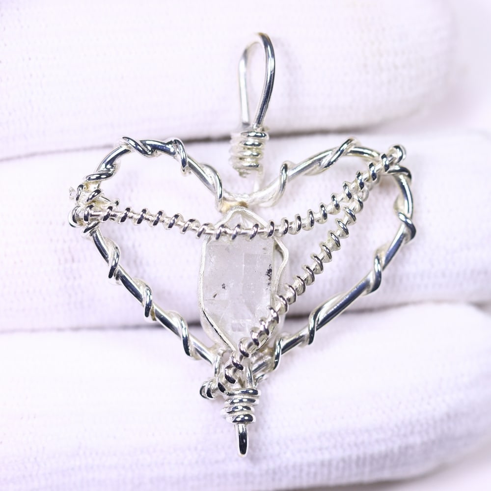 *5.70g Crystal Rock Wire Wrap Pendant - 925 Silver , 237E (1 of 2)