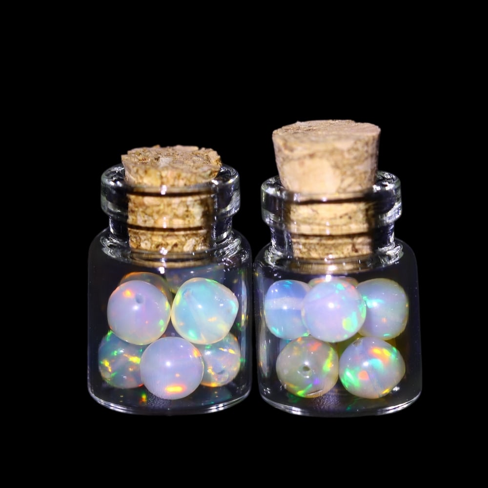 Twin Pack - 4.5mm Ethiopian Opal Ball in Display Jar - Bottle Size 1.5cm , 82C (1 of 2)