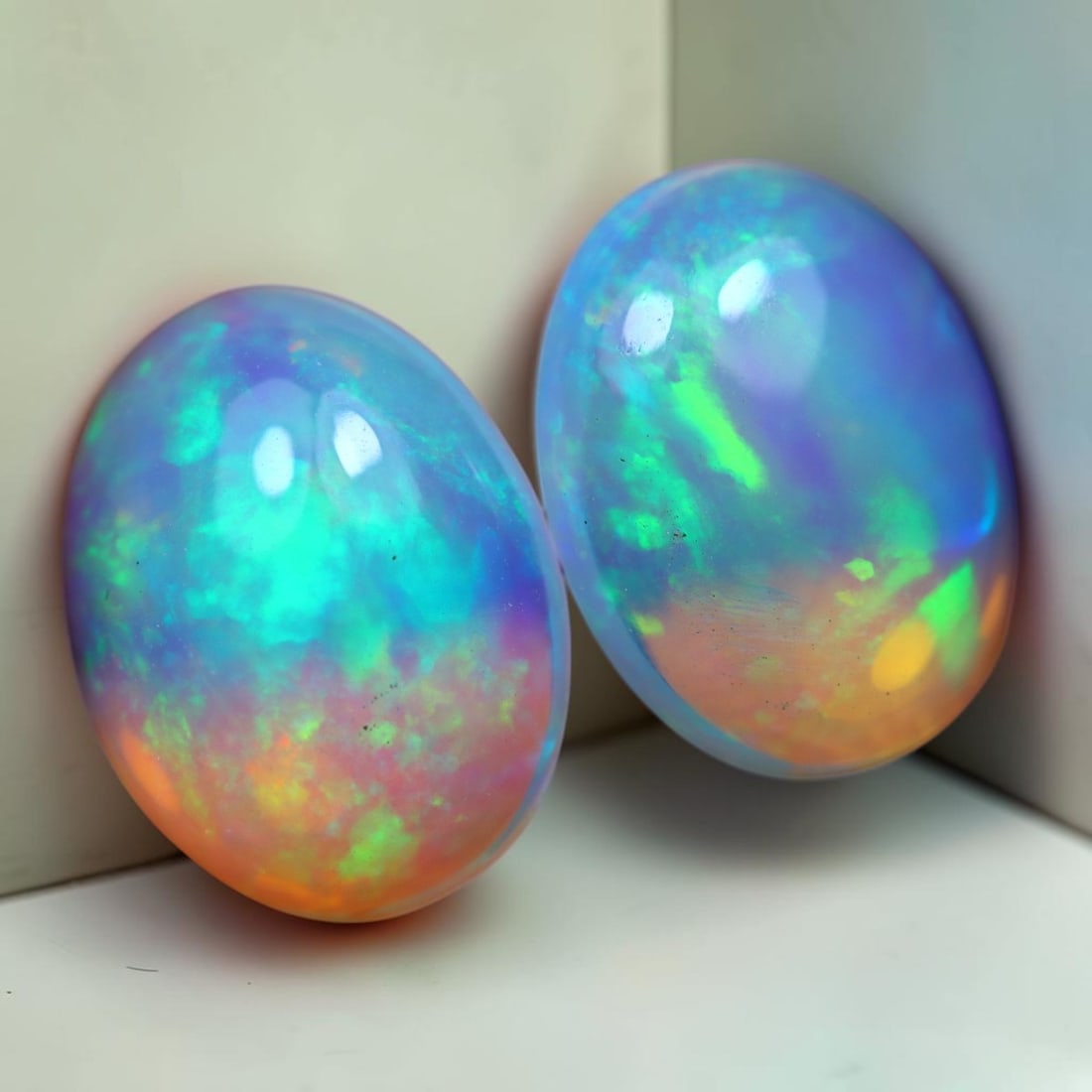 2.78Ct Natural Flashy Rainbow Ethiopian Welo Opal Pair, 1233MZ: Ksmith Jewels Global Welcome to our auction house, today auction brought to you by Ksmith Jewels Global based in Penang, Malaysia specialize in all kinds of opal and color gemstone both in manufacturi