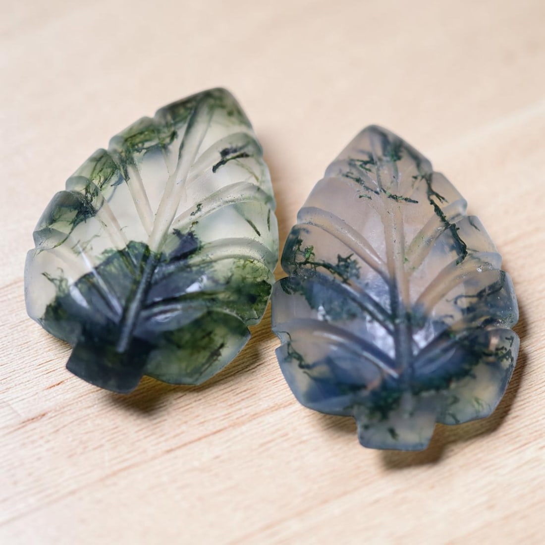 4.76Ct Natural Green Moss Agate Pair - India Gemstone - Carved Fancy Faceted, 879MZ: Ksmith Jewels Global Welcome to our auction house, today auction brought to you by Ksmith Jewels Global based in Penang, Malaysia specialize in all kinds of opal and color gemstone both in manufacturi