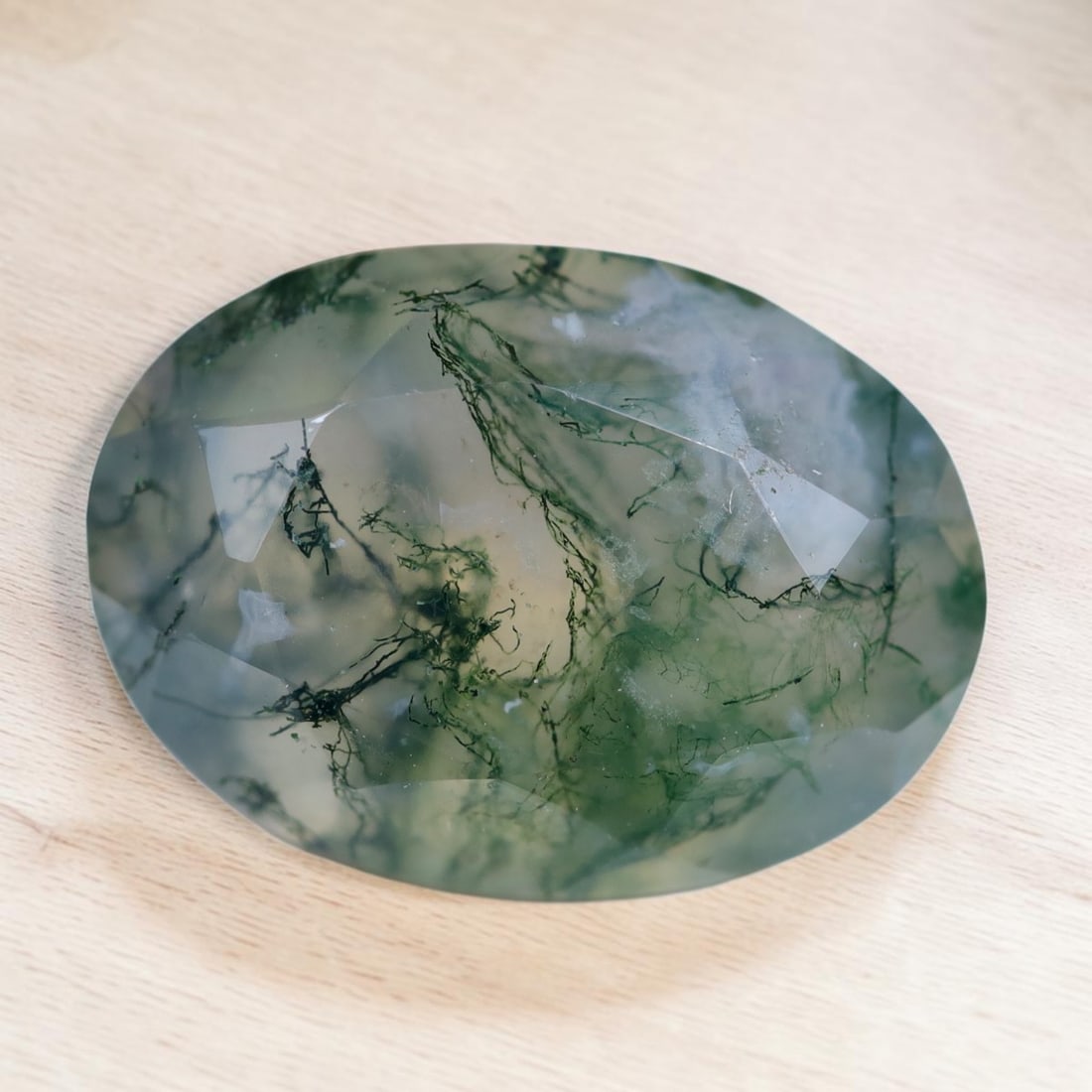 5.82Ct Natural Green Moss Agate - India Gemstone - Oval Faceted, 438MZ: Ksmith Jewels Global Welcome to our auction house, today auction brought to you by Ksmith Jewels Global based in Penang, Malaysia specialize in all kinds of opal and color gemstone both in manufacturi