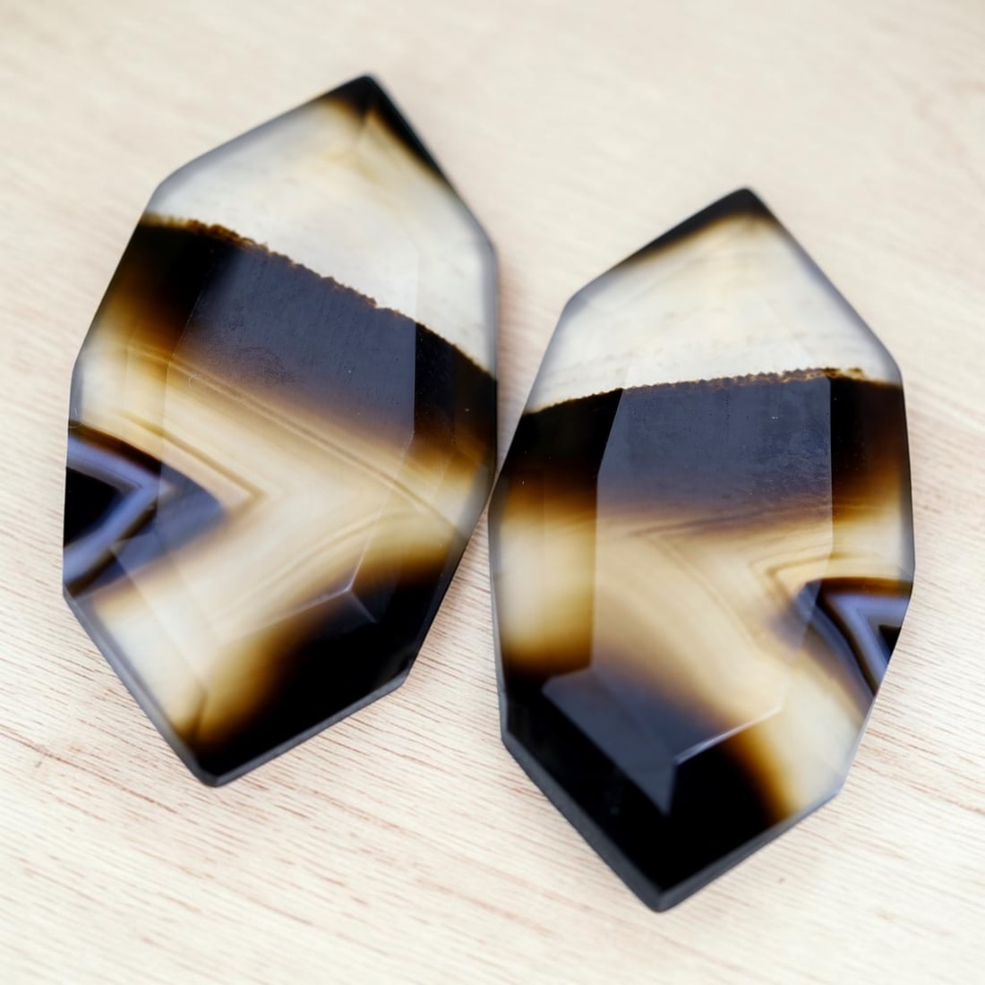 13.50Ct Natural Black Banded Agate - India Gemstone - Step Cut Pair, 647MZ: Ksmith Jewels Global Welcome to our auction house, today auction brought to you by Ksmith Jewels Global based in Penang, Malaysia specialize in all kinds of opal and color gemstone both in manufacturi