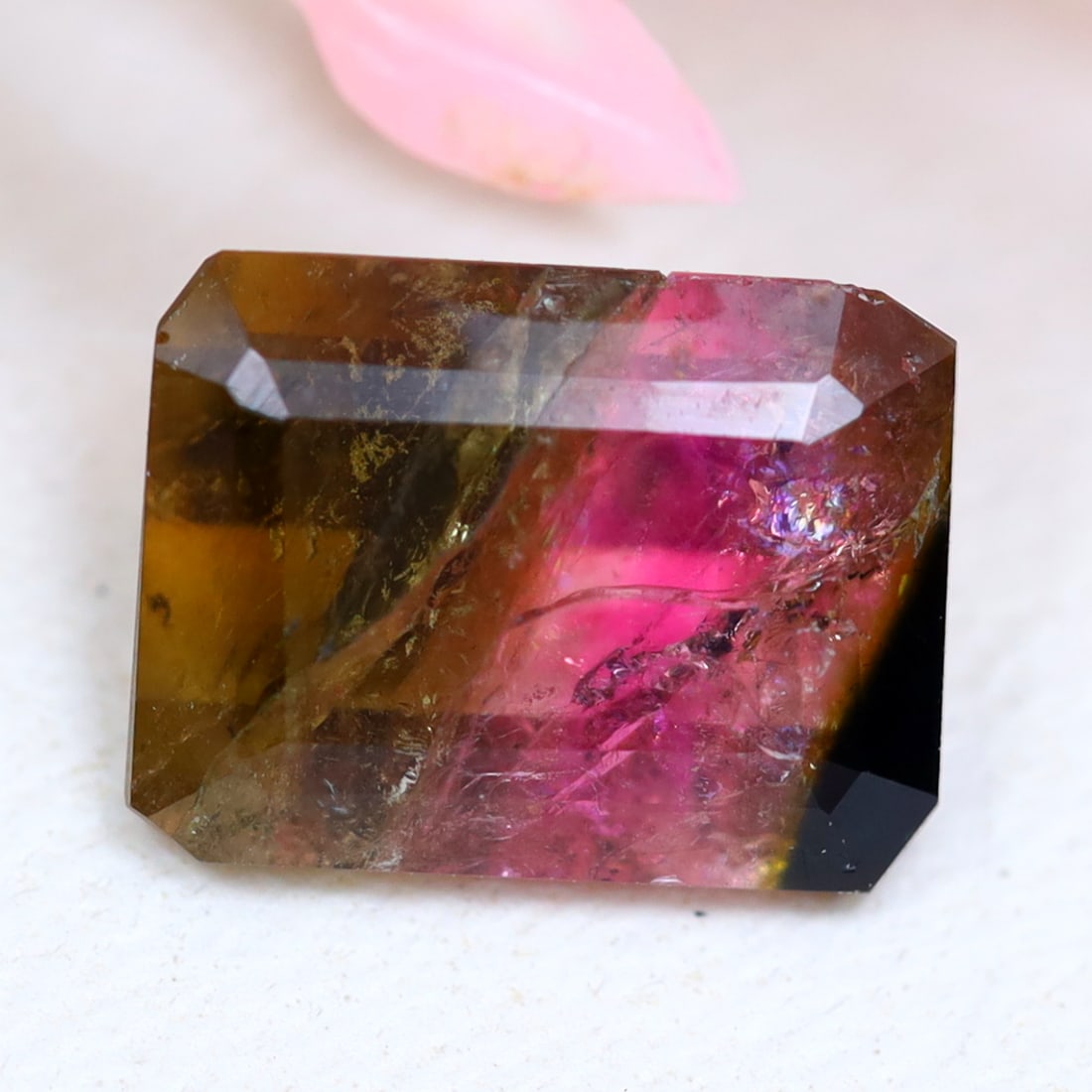 Tourmaline 1.36Ct Natural Mozambique Tri-Color Tourmaline Emerald Cut, 594MZ: Ksmith Jewels Global Welcome to our auction house, today auction brought to you by Ksmith Jewels Global based in Penang, Malaysia specialize in all kinds of opal and color gemstone both in manufacturi