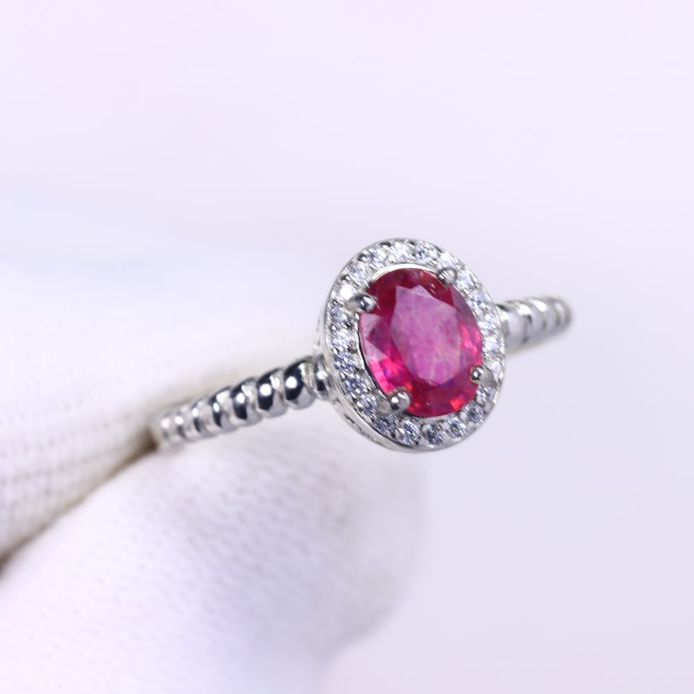 2.57g Ruby Ring - 925 Sterling Silver - Size US 7.5 , 117C - 2