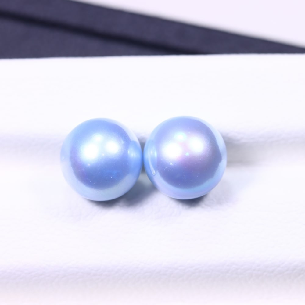 6.28cts Blue Freshwater Pearl Pair 7.5mm - No Hole Drill , 495C: Ksmith Heritage Auctioneers Subject: Natural Pearl Treatment: Colour Enhance Shape: Round Bead Type: Without hole, no drill