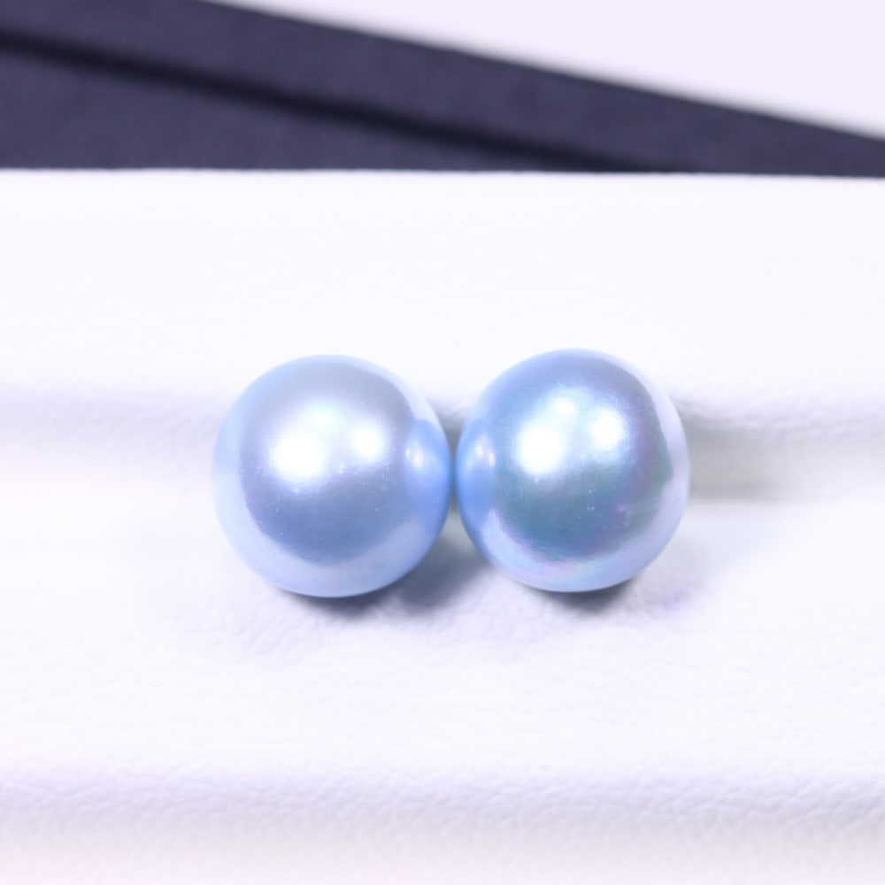 6.19cts Blue Freshwater Pearl Pair 7.7mm - No Hole Drill , 498C: Ksmith Heritage Auctioneers Subject: Natural Pearl Treatment: Colour Enhance Shape: Round Bead Type: Without hole, no drill