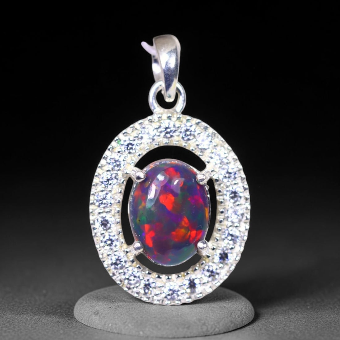 Silver Pendant with Ethiopian Black Opal 3.5grams - 925 Sterling Silver , 344E (1 of 4)