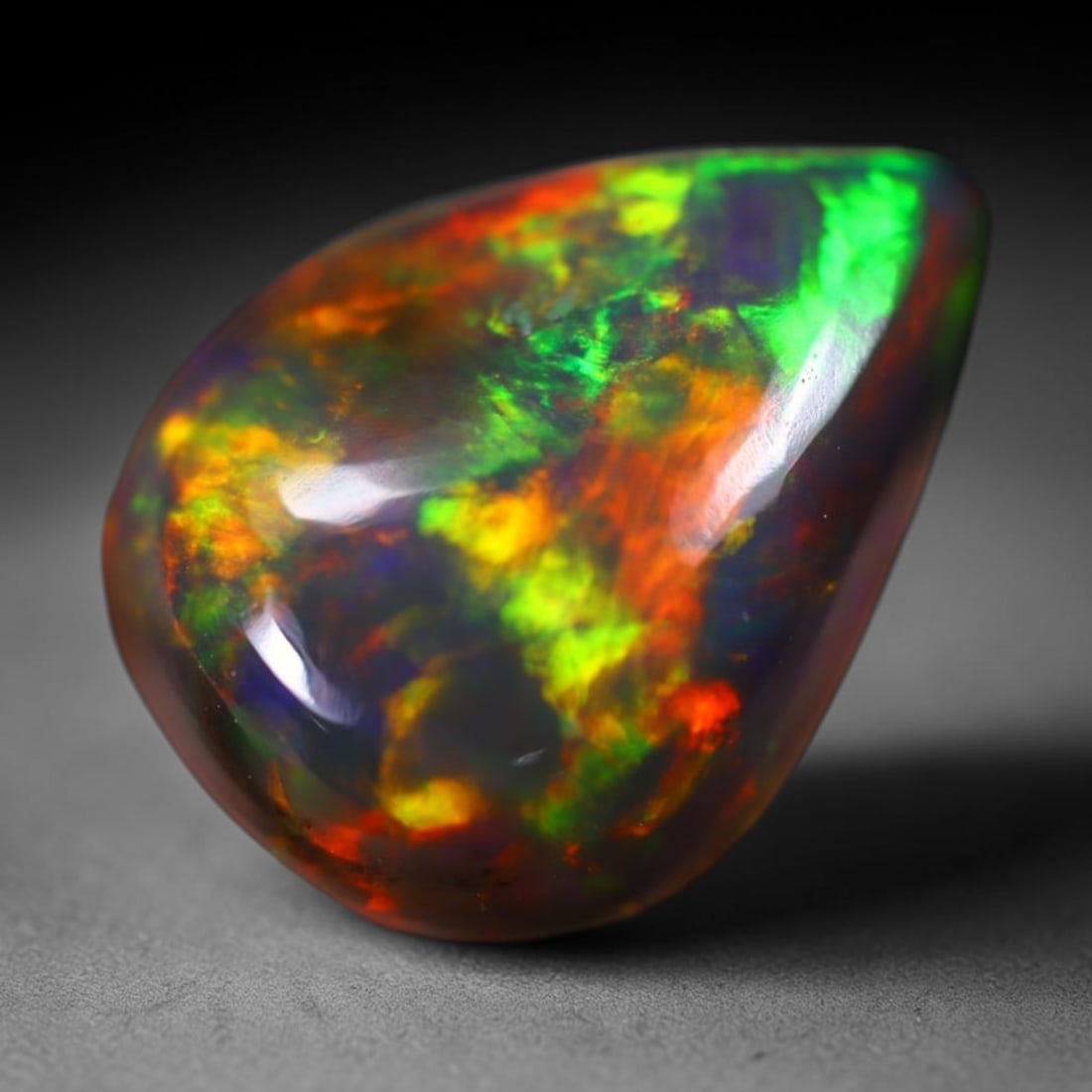 *2.20Ct Welo Black Opal Polished - Ethiopian Opal , 512E: Ksmith Heritage Auctioneers Subject: Natural Ethiopian Welo Black Opal Origin: Ethiopia Carat Weight: 2.20Ct Dimension: 11.5x8.7x4.6 mm Treatment: Smoked Type: Cabochon, P
