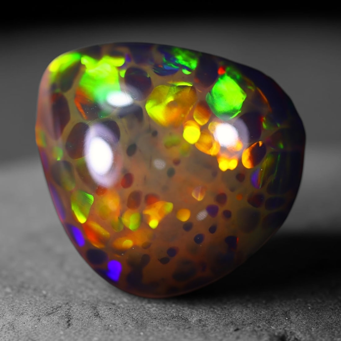 *20.95Ct Welo Opal Smoked Polished - Ethiopian Opal , 911E: Ksmith Heritage Auctioneers Subject: Natural Ethiopian Welo Opal Origin: Ethiopia Carat Weight: 20.95Ct Dimension: 20.1x17.8x12.1 mm Treatment: Natural Smoked Type: Caboch