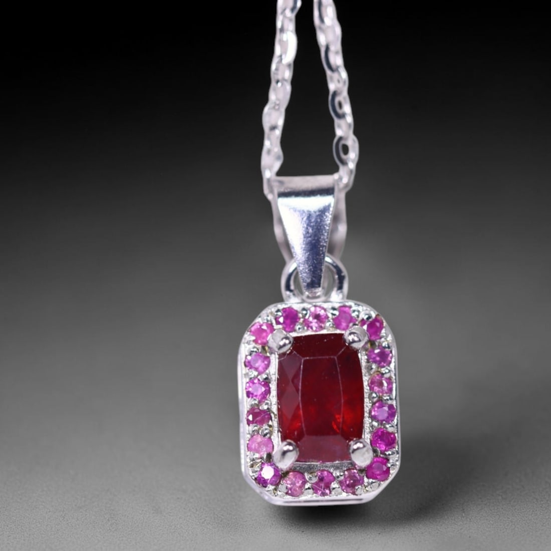 18inches Necklace Ruby - 925 Sterling Silver , 13B: Ksmith Heritage Auctioneers Subject: Natural Ruby Origin: Thailand Carat Weight: 2.05g Dimension: Gemstone 4x6mm Type: Necklace