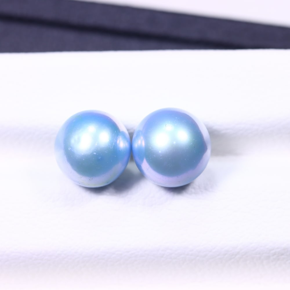 6.07cts Blue Freshwater Pearl Pair 7.6mm - No Hole Drill , 487C: Ksmith Heritage Auctioneers Subject: Natural Pearl Treatment: Colour Enhance Shape: Round Bead Type: Without hole, no drill