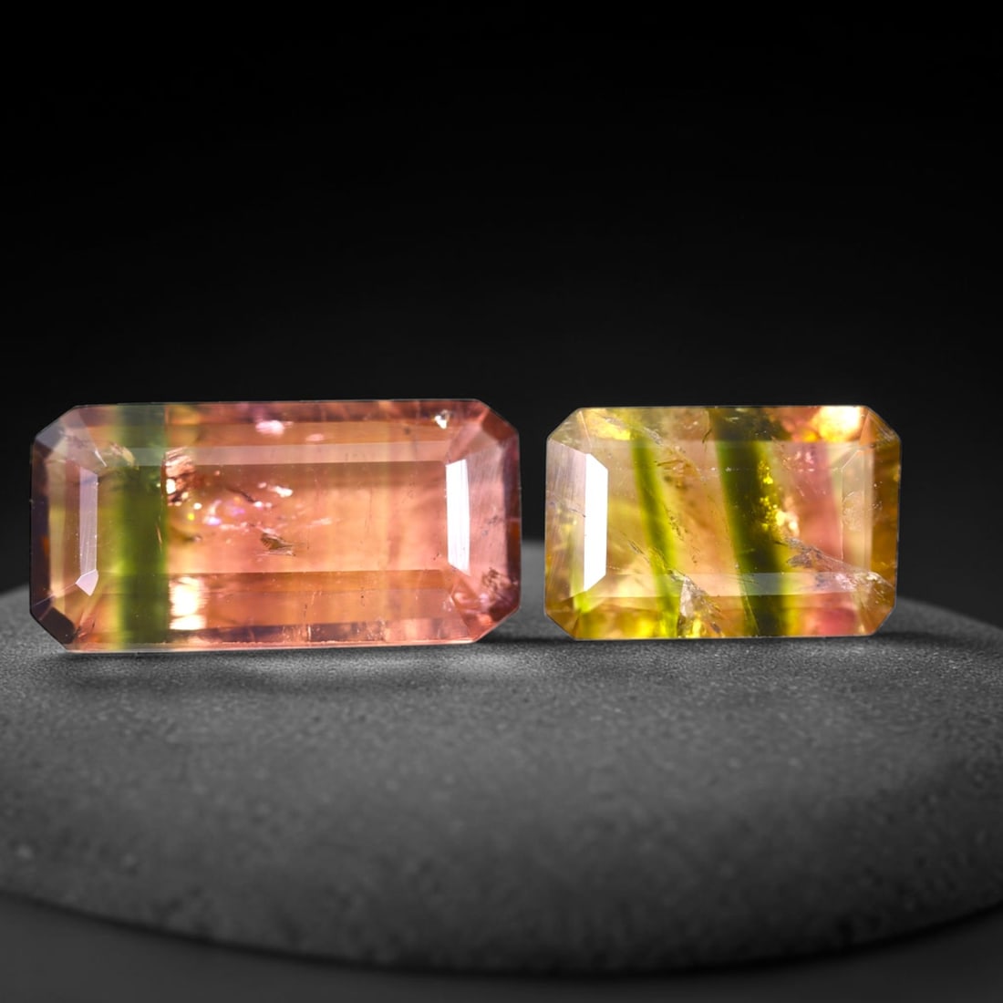 5.98cts Natural Watermelon Tourmaline Set - Bi-Colour Faceted Cut , 871E: Ksmith Heritage Auctioneers Subject: Natural Tourmaline Origin: Africa Carat Weight: 5.98 cts Dimension: 10.6x7x3.6 mm Type: Faceted, Polished
