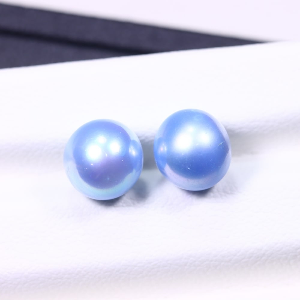 6.01cts Blue Freshwater Pearl Pair 7.2mm - No Hole Drill , 465C: Ksmith Heritage Auctioneers Subject: Natural Pearl Treatment: Colour Enhance Shape: Round Bead Type: Without hole, no drill