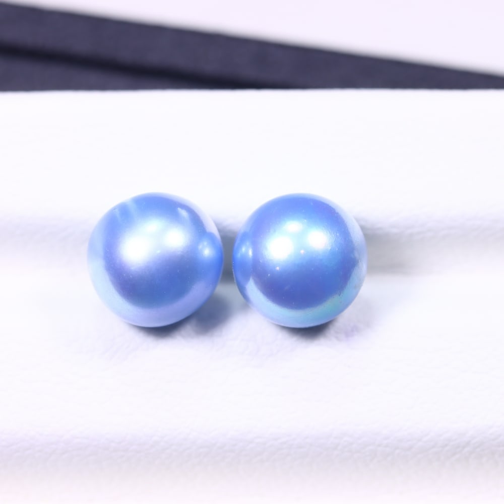 5.94cts Blue Freshwater Pearl Pair 7.5mm - No Hole Drill , 471C: Ksmith Heritage Auctioneers Subject: Natural Pearl Treatment: Colour Enhance Shape: Round Bead Type: Without hole, no drill