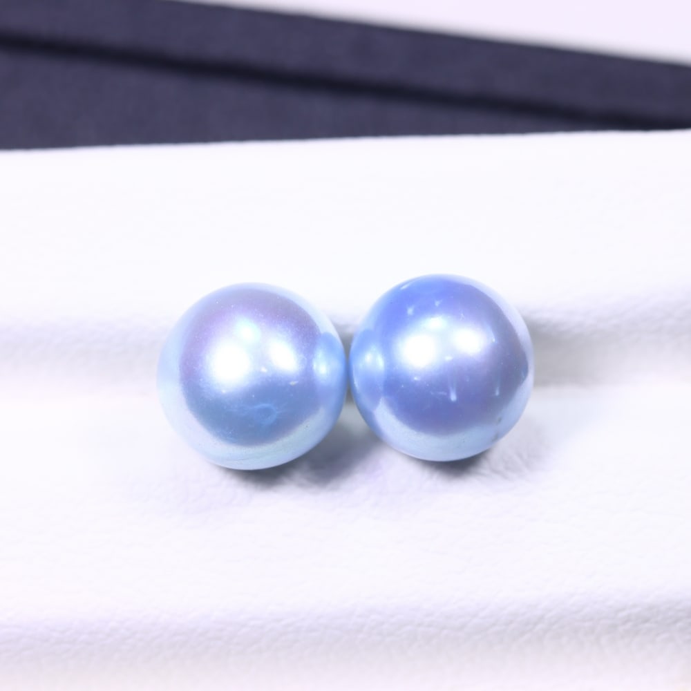 6.26cts Blue Freshwater Pearl Pair 7.5mm - No Hole Drill , 480C: Ksmith Heritage Auctioneers Subject: Natural Pearl Treatment: Colour Enhance Shape: Round Bead Type: Without hole, no drill
