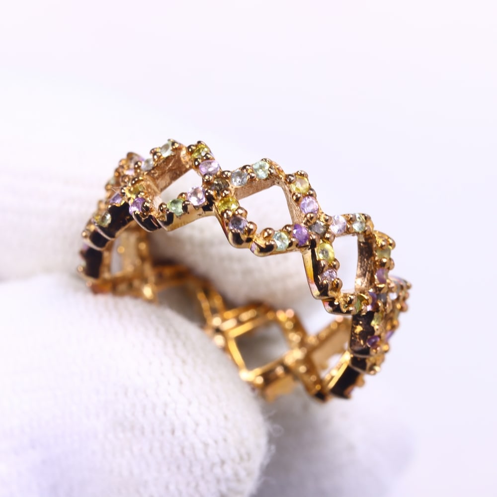 2.77g Multi Stone Ring - 925 Sterling Silver - Size US 6.75 , 110C: Ksmith Heritage Auctioneers