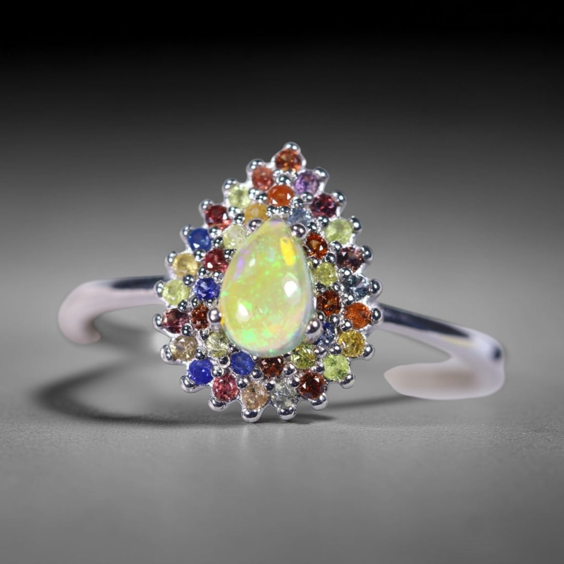 Ring US7.5 Fire Opal & Sapphire - 925 Sterling Silver, 795B: Ksmith Heritage Auctioneers Subject: Natural Fire Opal & Sapphire Diamond Cut Origin: Thailand Carat Weight: 1.82g Dimension: Gemstone 4x6mm Type: Ring