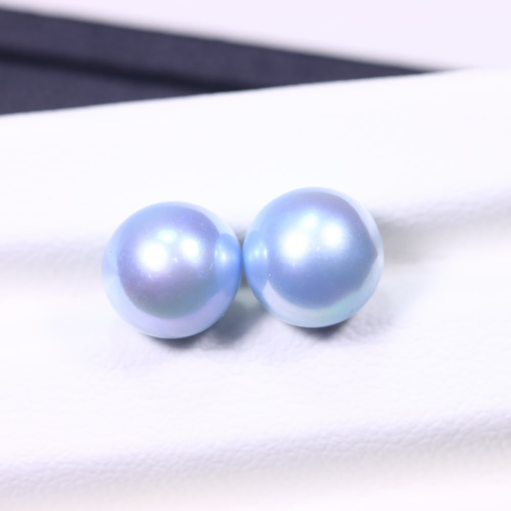 6.34cts Blue Freshwater Pearl Pair 7.7mm - No Hole Drill , 462C: Ksmith Heritage Auctioneers Subject: Natural Pearl Treatment: Colour Enhance Shape: Round Bead Type: Without hole, no drill