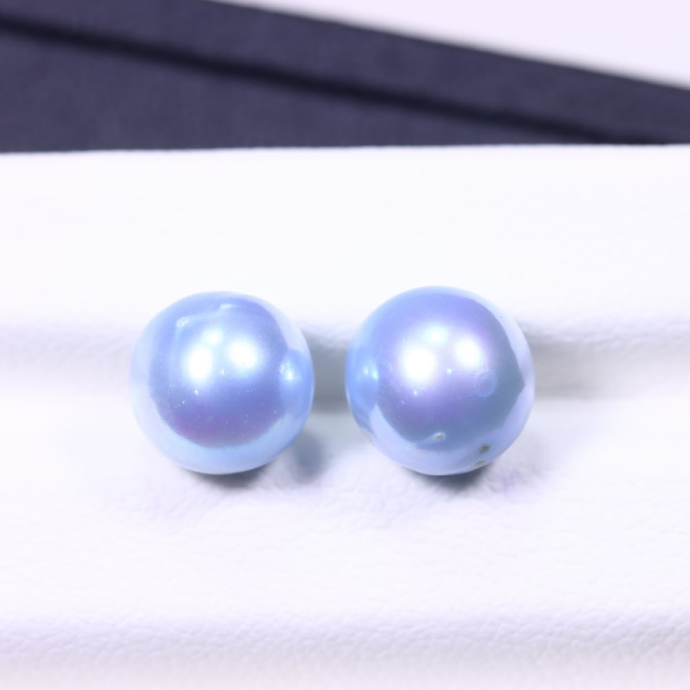 6.25cts Blue Freshwater Pearl Pair 7.4mm - No Hole Drill , 500C: Ksmith Heritage Auctioneers Subject: Natural Pearl Treatment: Colour Enhance Shape: Round Bead Type: Without hole, no drill