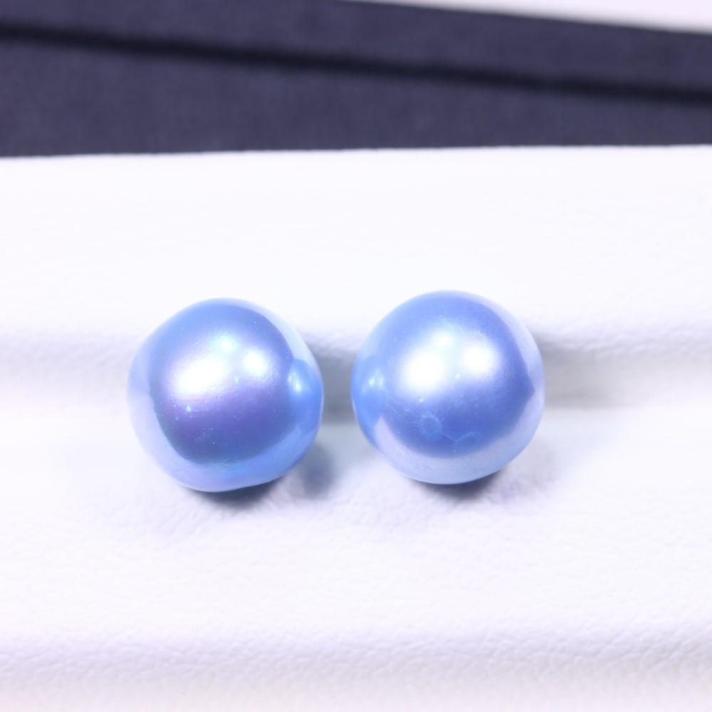 6.29cts Blue Freshwater Pearl Pair 7.5mm - No Hole Drill , 477C: Ksmith Heritage Auctioneers Subject: Natural Pearl Treatment: Colour Enhance Shape: Round Bead Type: Without hole, no drill