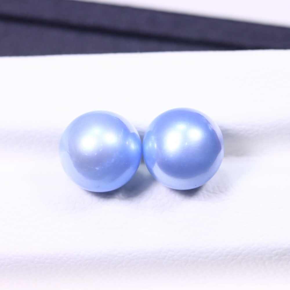 7.10cts Blue Freshwater Pearl Pair 7.9mm - No Hole Drill , 484C: Ksmith Heritage Auctioneers Subject: Natural Pearl Treatment: Colour Enhance Shape: Round Bead Type: Without hole, no drill