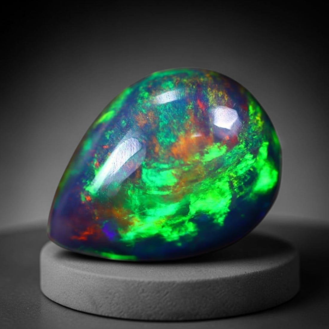 *2.41Ct Smoked Welo Opal Polished - Ethiopian Opal , 313C: Ksmith Heritage Auctioneers Subject: Natural Ethiopian Welo Opal Origin: Ethiopia Carat Weight: 2.41Ct Dimension: 12.5x9.5x4.3 mm Treatment: Smoked Type: Cabochon, Polishe