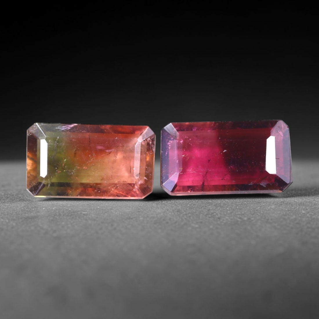 6.90cts Natural Watermelon Tourmaline Set - Bi-Colour Faceted Cut , 1173E: Ksmith Heritage Auctioneers Subject: Natural Tourmaline Origin: Africa Carat Weight: 6.90 cts Dimension: 13.2x7.6x3.7 mm Type: Faceted, Polished