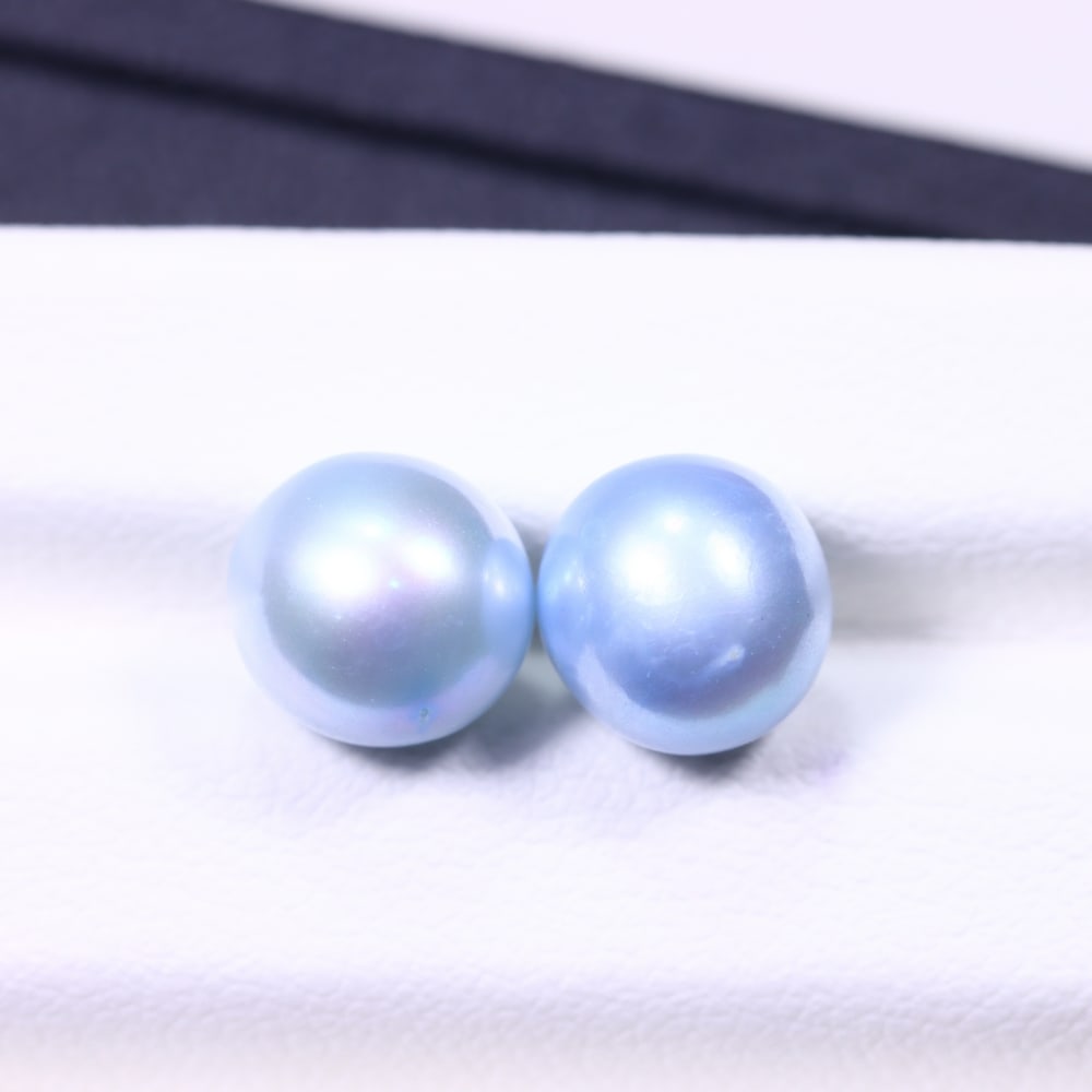 6.24cts Blue Freshwater Pearl Pair 7.5mm - No Hole Drill , 497C: Ksmith Heritage Auctioneers Subject: Natural Pearl Treatment: Colour Enhance Shape: Round Bead Type: Without hole, no drill