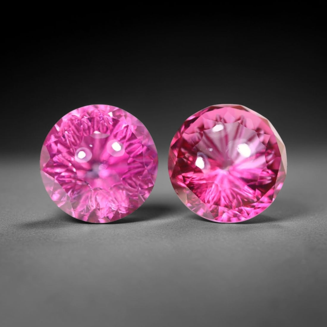 18.71Ct Special Cut Pink Topaz Pair - Polished Faceted , 605E: Ksmith Heritage Auctioneers Subject: Natural Pink Topaz Origin: Myanmar Carat Weight: 18.71Ct Dimension: 12.1x12x9.9 mm Treatment: Coated Type: Faceted, Polished