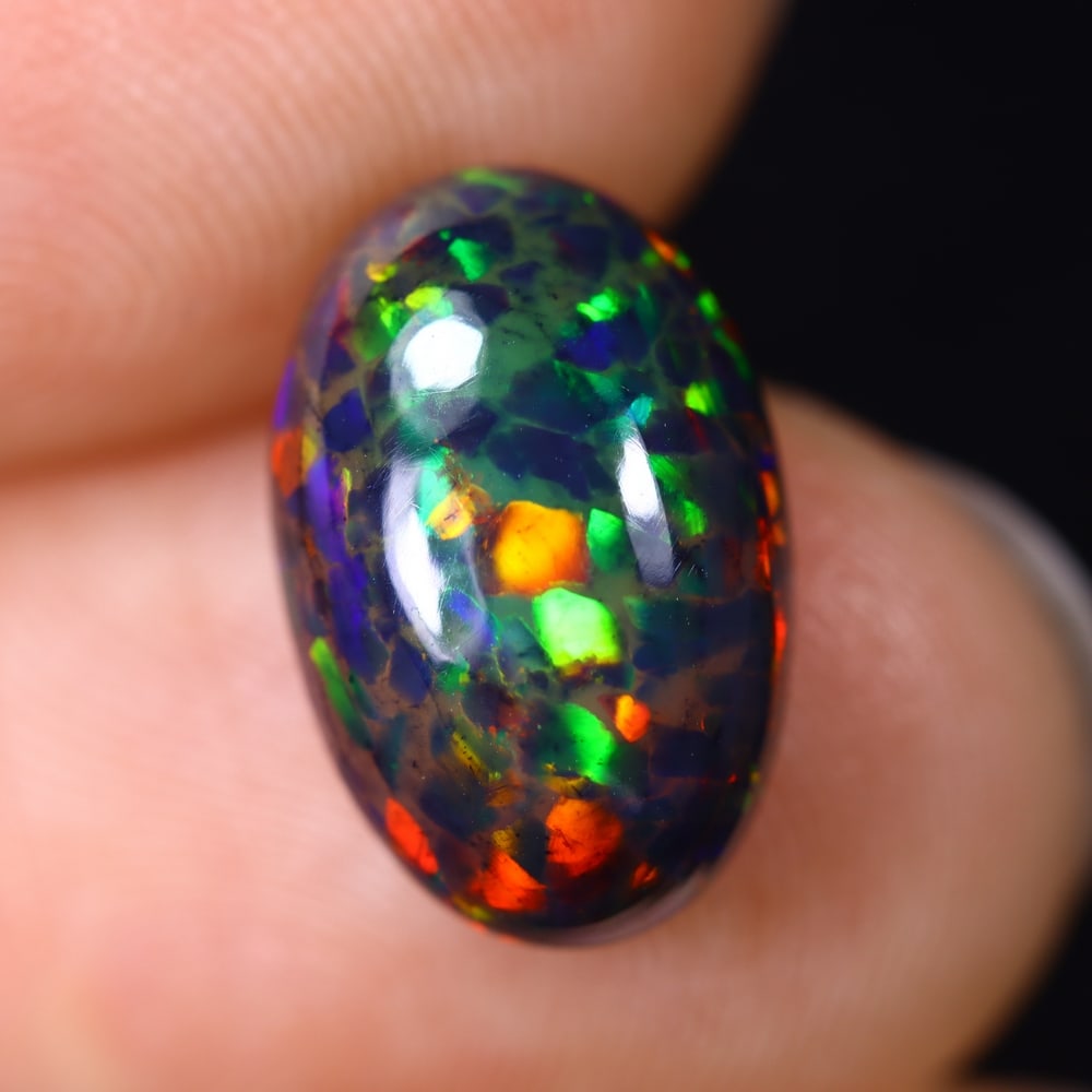 2.86Ct Natural Ethiopian Black Opal - 13.1x8.5x5.1 mm , 588C (1 of 5)