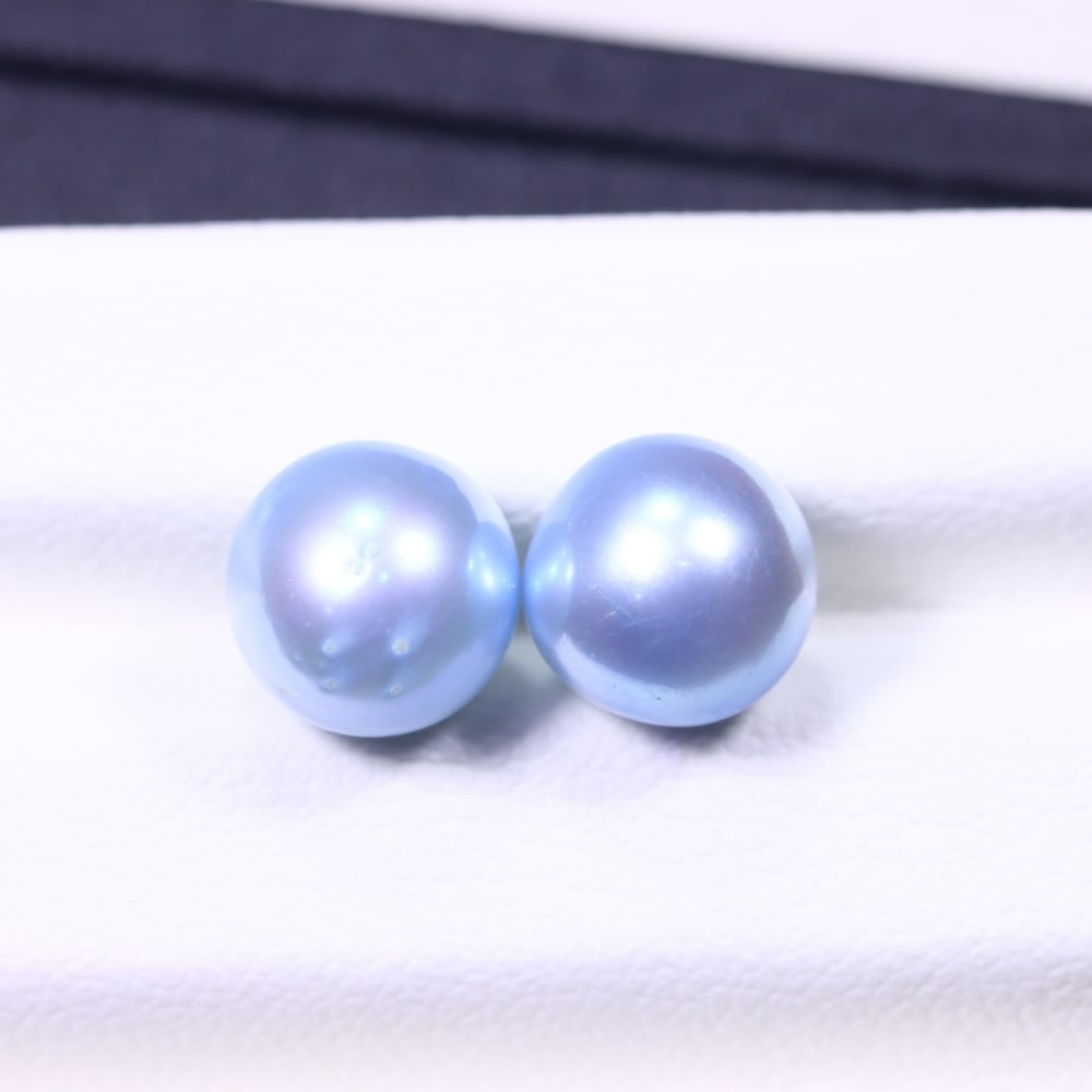 6.02cts Blue Freshwater Pearl Pair 7.5mm - No Hole Drill , 488C: Ksmith Heritage Auctioneers Subject: Natural Pearl Treatment: Colour Enhance Shape: Round Bead Type: Without hole, no drill