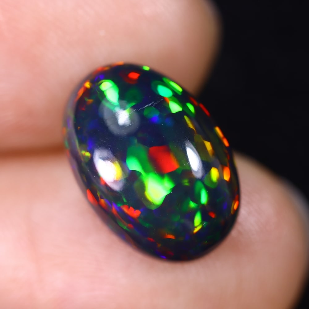 3.91Ct Natural Ethiopian Black Opal - 14.1x9.8x5.7 mm , 603C (1 of 6)