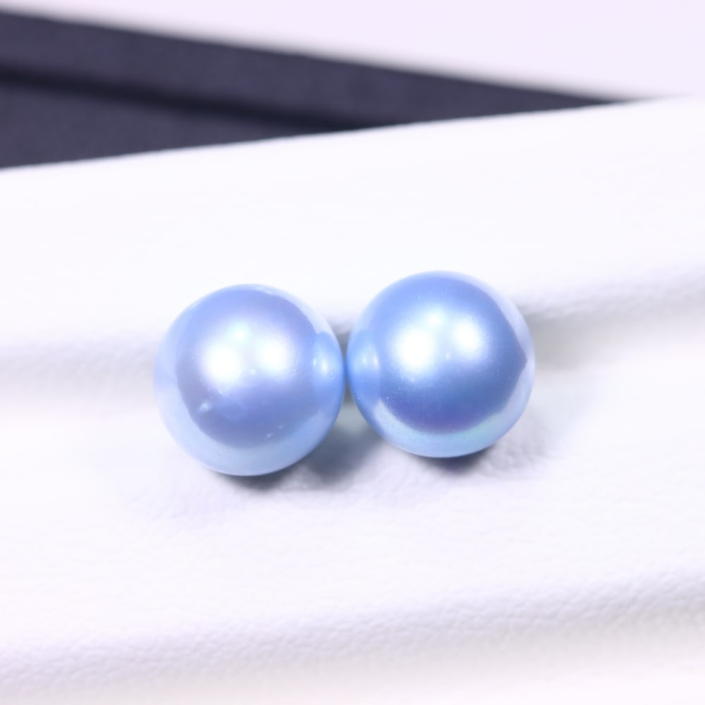 6.01cts Blue Freshwater Pearl Pair 7.4mm - No Hole Drill , 461C: Ksmith Heritage Auctioneers Subject: Natural Pearl Treatment: Colour Enhance Shape: Round Bead Type: Without hole, no drill