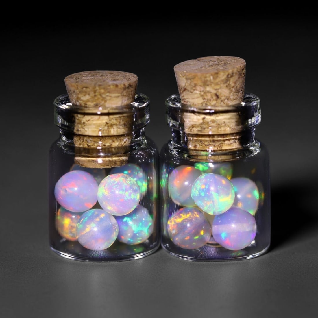 Twin Pack - 4.5mm Ethiopian Opal Ball in Display Jar - Bottle Size 1.5cm , 89C: Ksmith Heritage AuctioneersSubject: Natural Opal (with bottle) Origin: Ethiopia Treatment: Unheated