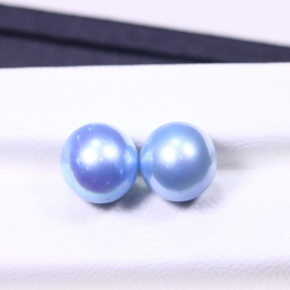 6.26cts Blue Freshwater Pearl Pair 7.5mm - No Hole Drill , 474C: Ksmith Heritage Auctioneers Subject: Natural Pearl Treatment: Colour Enhance Shape: Round Bead Type: Without hole, no drill