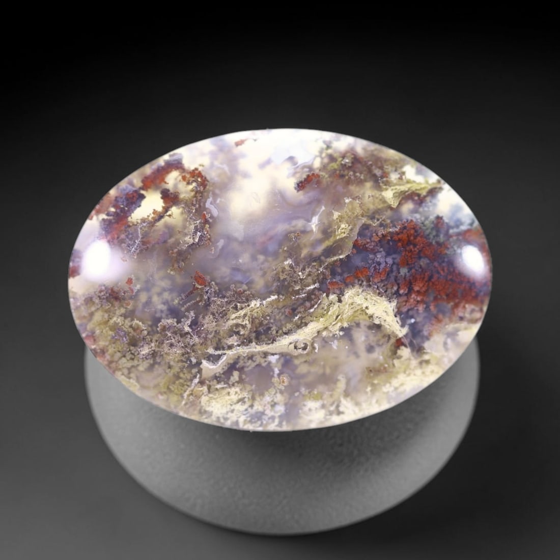 38.89Ct Moss Agate Cabochon - Polished - 34x24mm Approx , 194E: Ksmith Heritage Auctioneers Subject: Natural Agate Treatment: Natural Untreated Type: Cabochon, Polished