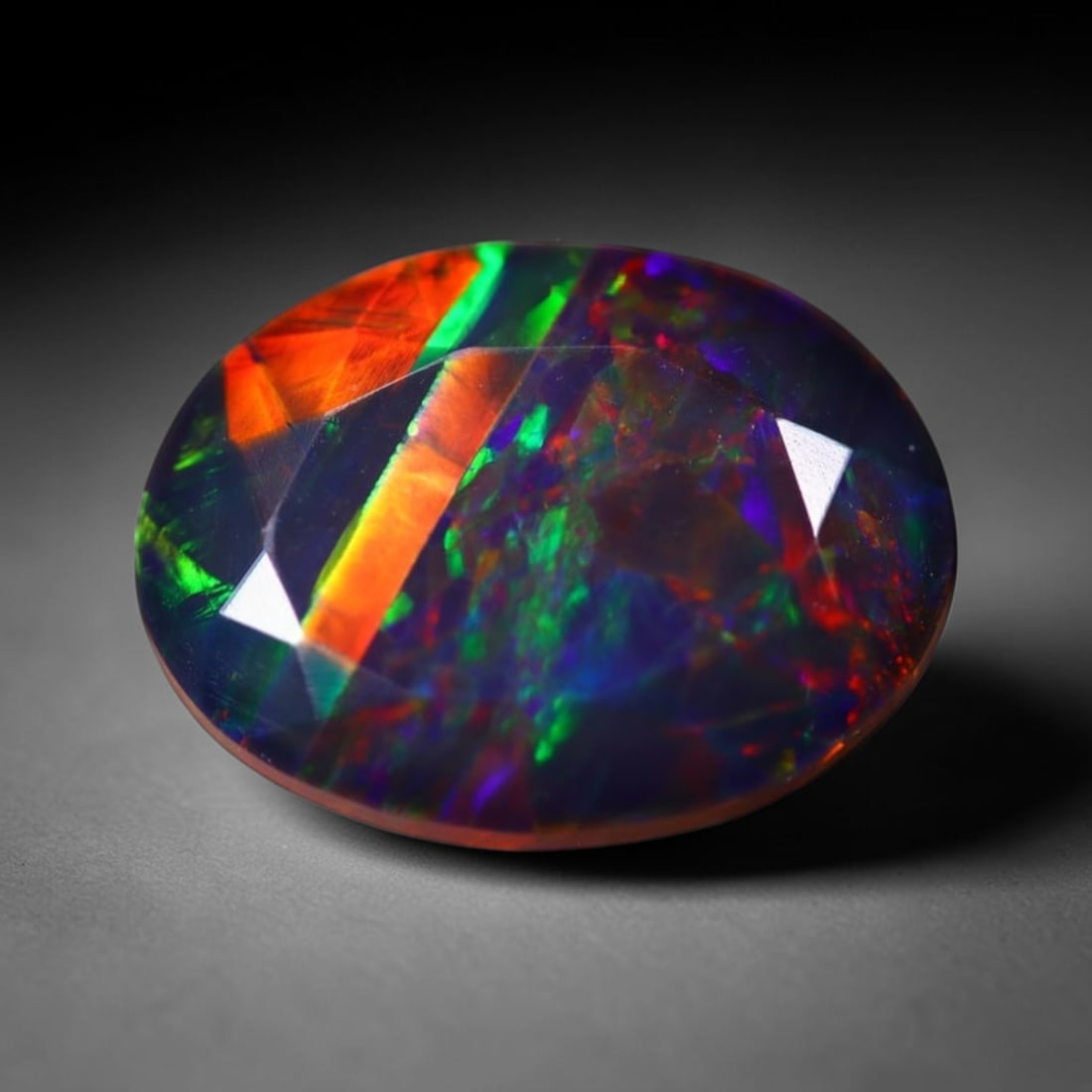 *4.00Ct Smoked Faceted Welo Opal Polished - Ethiopian Opal , 183C: Ksmith Heritage Auctioneers Subject: Natural Ethiopian Welo Opal Origin: Ethiopia Carat Weight: 4.00Ct Dimension: 13.3x10x6.9 mm Treatment: Smoked Type: Faceted, Polished<