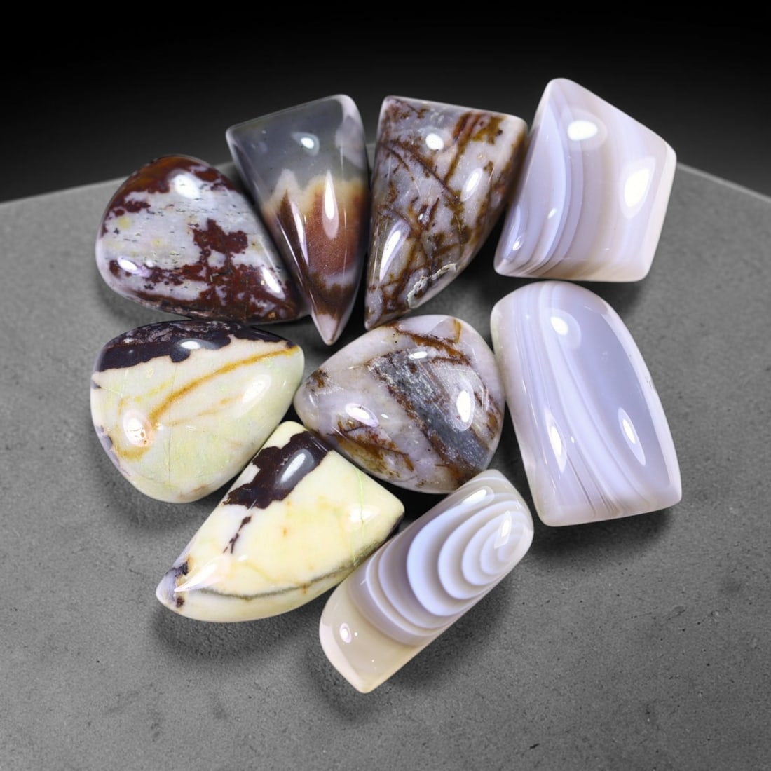 129Ct Multi Agate Cabochon Set - Polished - 18x16 mm Approx, 755B (1 of 2)