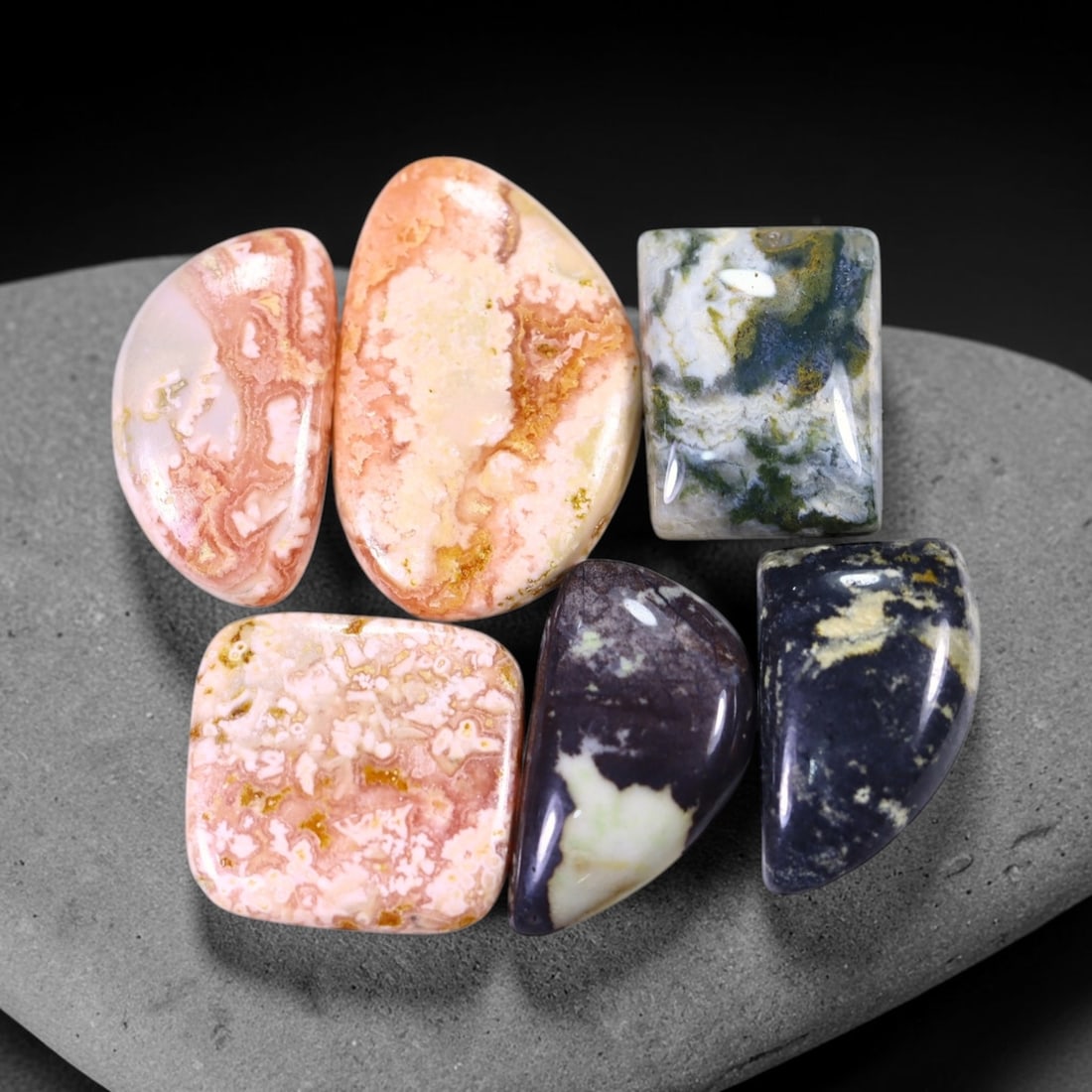 112Ct Multi Agate Cabochon Set - Polished - 19x15 mm Approx, 765B: Ksmith Heritage Auctioneers Subject: Natural Agate Treatment: Natural Untreated Type: Cabochon, Polished