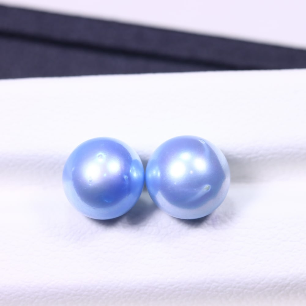 6.26cts Blue Freshwater Pearl Pair 7.5mm - No Hole Drill , 476C: Ksmith Heritage Auctioneers Subject: Natural Pearl Treatment: Colour Enhance Shape: Round Bead Type: Without hole, no drill