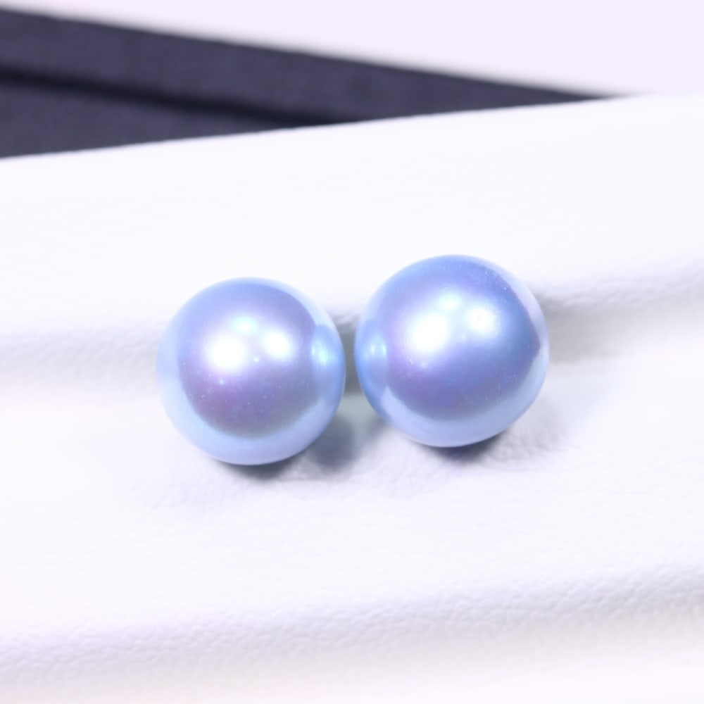 6.21cts Blue Freshwater Pearl Pair 7.4mm - No Hole Drill , 463C: Ksmith Heritage Auctioneers Subject: Natural Pearl Treatment: Colour Enhance Shape: Round Bead Type: Without hole, no drill