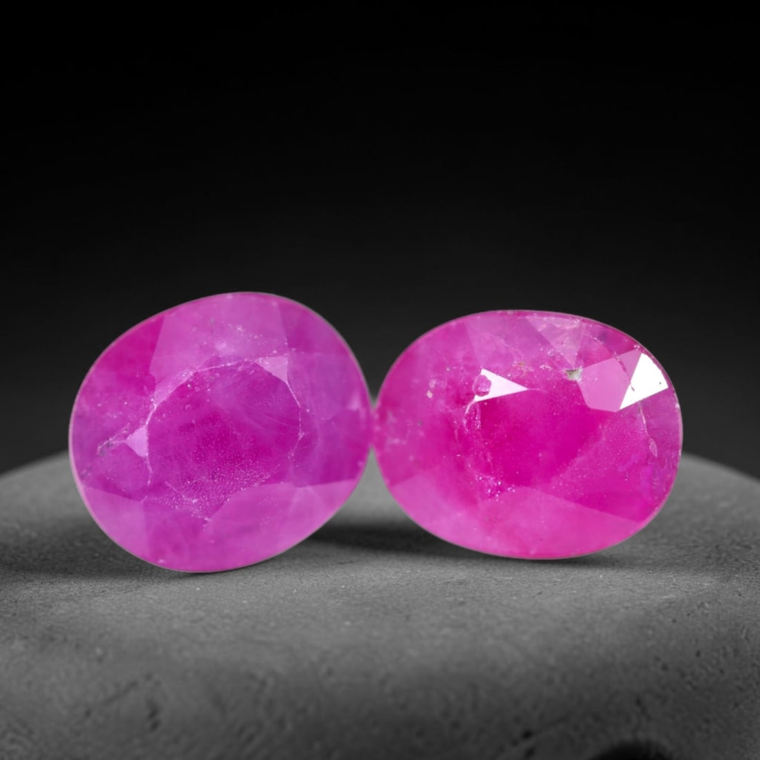 6.45Ct Red Ruby Set - Polished Faceted , 830E: Ksmith Heritage Auctioneers Subject: Natural Ruby Origin: Burma Carat Weight: 6.45Ct Dimension: 8.9x7.7x5.3 mm Treatment: Heated Type: Faceted, Polished